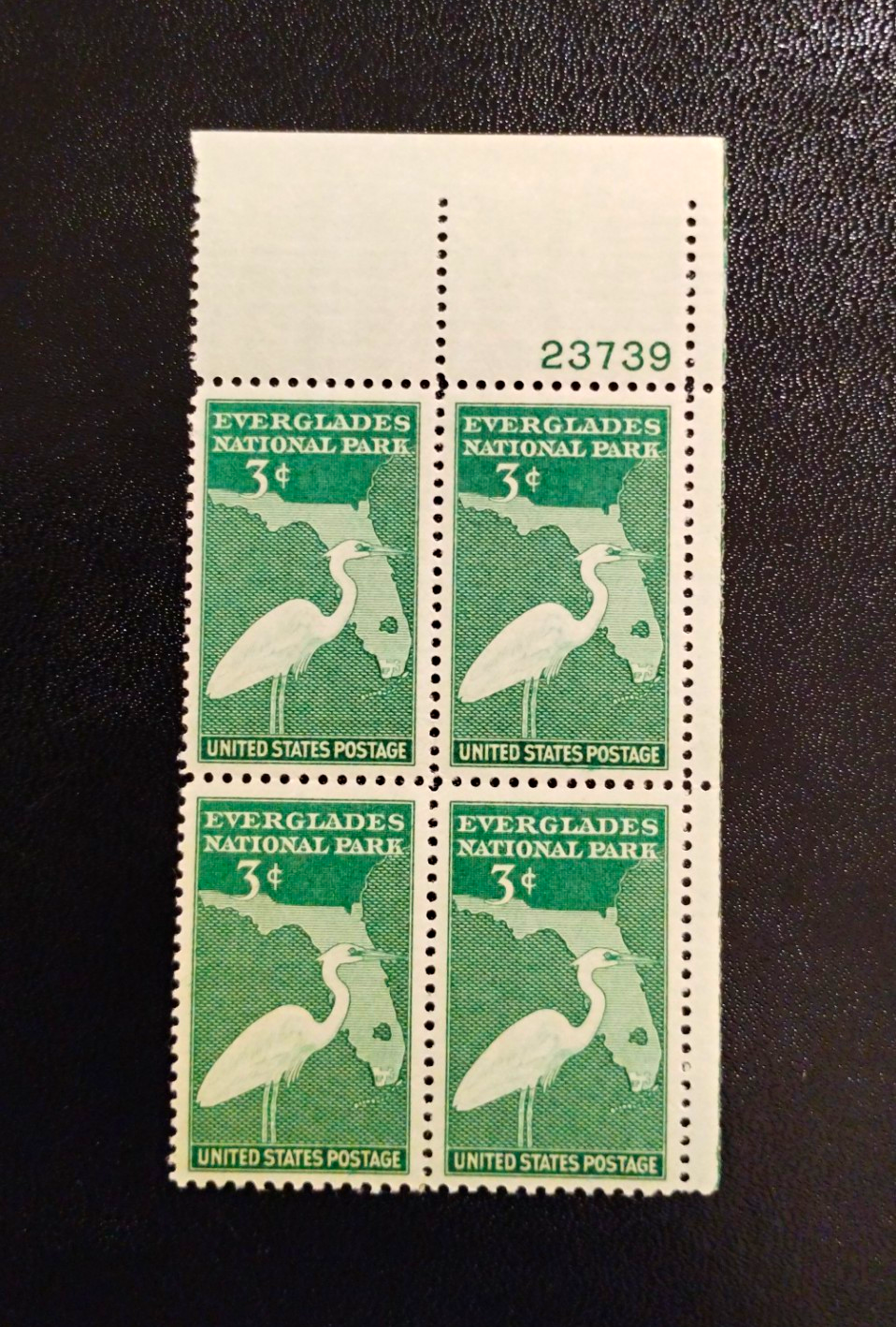 United States Everglades National Park 3¢ Green Plate Block of 4 MNH #23739