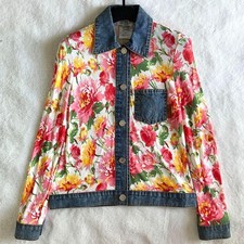 Christian Dior Galliano 2005 Logo Button Mesh Floral Denim Trimmed Bar Jacket