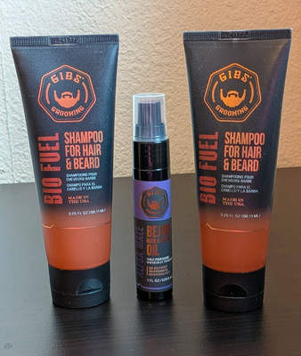 GIBS Alpha Male Beard, Hair & Tattoo Oil 1 oz Bio Fuel Shampoo Travel Size 3.25