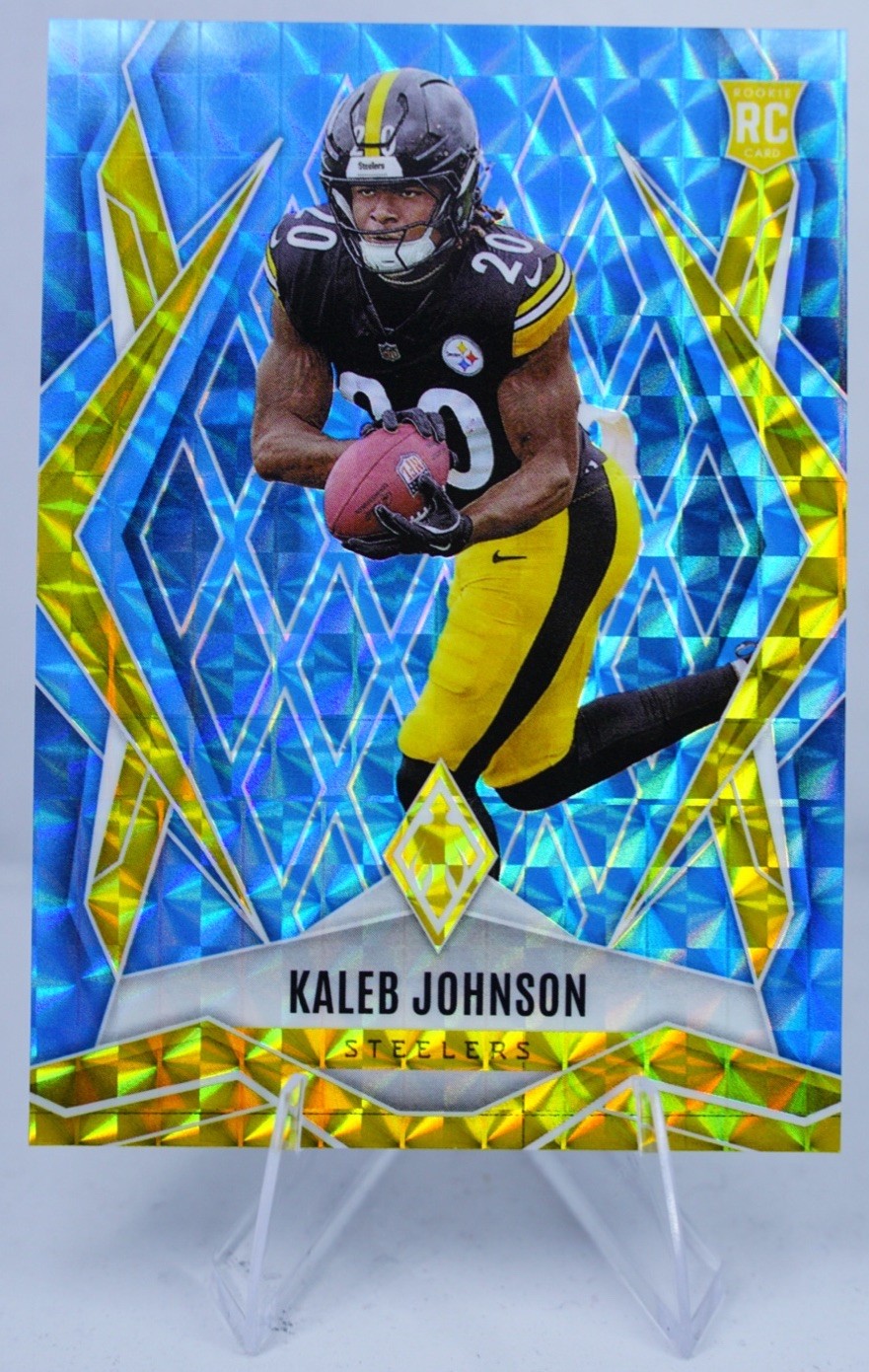 2025 Panini Phoenix Light Blue Pyramids Kaleb Johnson RC #182 Steelers /385