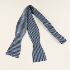 Vintage Silk Bow Tie Blue Stripe Adjustable Lord & Taylor Made in USA 1960's
