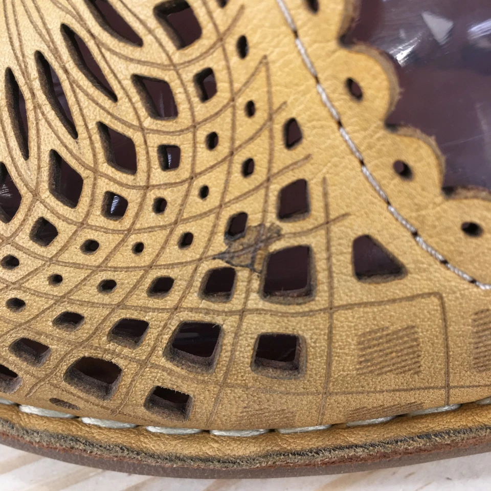 Spring Step Shoes Womens 41 Brandal Cutout Peep Toe Slip On Flats Yellow Leather - Image 4 of 4