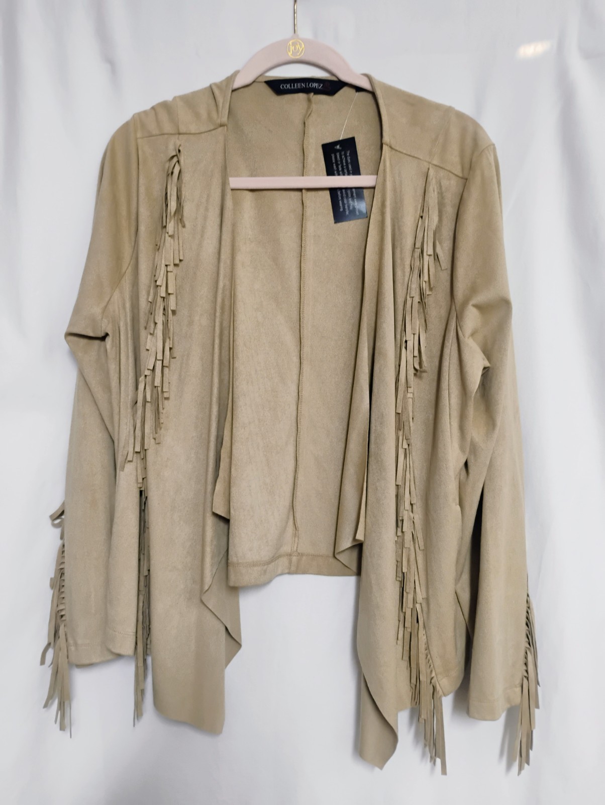 Colleen Lopez Open From Fringe Faux Suede Jacket  Size XL
