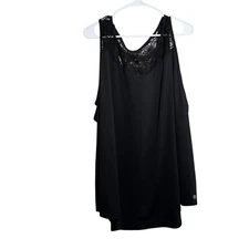 Livi Active Tank Top Lace Women's 26/28 Black Sleeveless Athletic Shirt