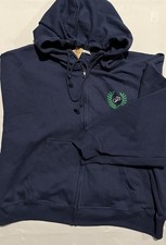 New Victoria s Secret Pink Hoodie Full Zip Campus Blue S Drawstring Logo NWT