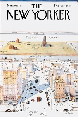 Vintage New Yorker Cover Poster Unframed   9th Avenue NYC Map Satire