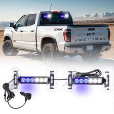 2x 6.1 Inch Blue White Emergency Strobe Lights 12 Led Hazard Warning Flashing Sa