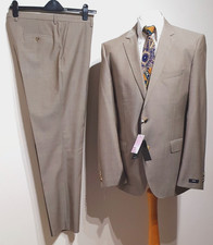 Hugo Boss The James/Sharp 2 Neu mit Etikett 2-teiliger Anzug Ch44"R W38" L34" Sand Haifischleder