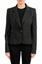 Just Cavalli Wool Black One Button Women's Blazer US L IT 44