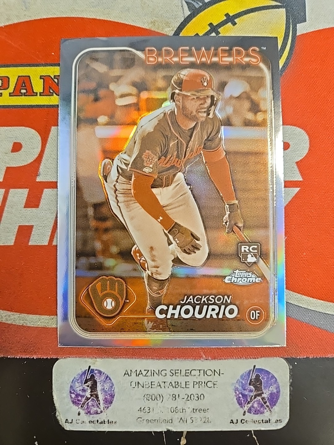 2024 Topps Chrome Baseball Jackson Chourio Rookie Sepia Refractor Card #161 (BM