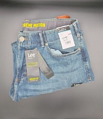 Lee Extreme Motion MVP Mens Athletic Fit Tapered Leg Jeans Dark Wash 38x29 NEW