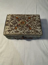 Handcrafted in India Beaded Treasure Chest Trinket Jewelry Organizer Box