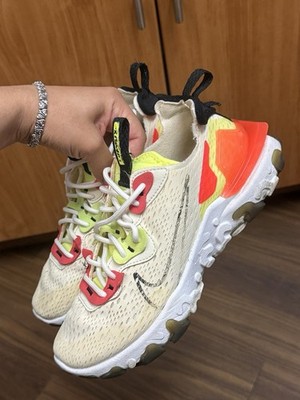 Nike Wmns React Vision D/MS/X Pale Ivory Orange Volt White Women Shoe SZ 7.5