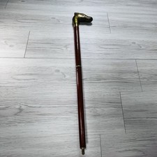 Vintage Wood Brass Horse Head Piece Walking Stick Missin Section See Photos