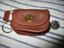 Coach Mini City Bag Coin Pouch Key Chain 1990's Leather Turn Lock Vintage VGC