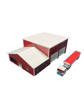 1/64 Farm Dealership 50x80 Red Sides White Roof 
