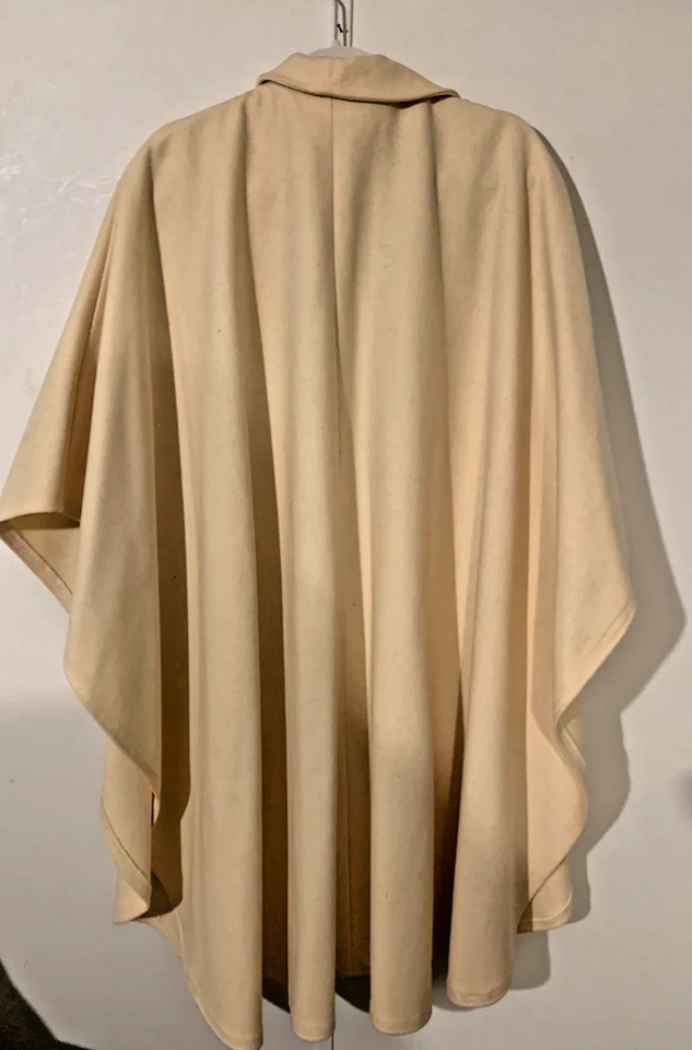 Barbara Lee женский 100% натуральная шерсть плащ понч крем - Изображение 2 из 4