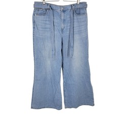 NWT Loft The Palazzo Jeans Wide leg denim size 34/18 Belted High Rise