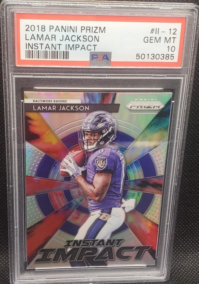 2018 PANINI PRIZM INSTANT IMPACT #II-12 LAMAR JACKSON ROOKIE RC PSA 10 GEM MINT