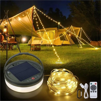 Campingleuchten Lichterkette Solar USB  13m 160LED warmweiß