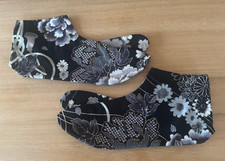 Japanese Tabi Socks Flip Flop Kimono with Kohaze Peony Sakura Black US9.5 Men's