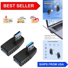 High-Speed USB 3.0 Angled Adapter - 90 Degree Male to Female Coupler, 2-Pack