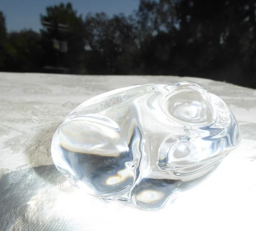 STEUBEN CRYSTAL FROG FIGURINE HAND COOLER By Lloyd Atkins 1974 SIGNED WOW