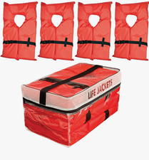 Absolute Outdoor Kent Clear Storage Bag with Type II Life Jackets, 4 Each Adult