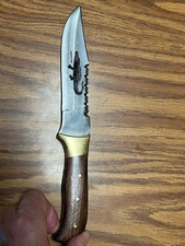 Pakistan Fixed 6" Blade Hunting Knife Wood Handle Gator Saw Back