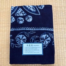 Indigo Shibori Cotton Fabric Large 140x198 cm Unused Natural Handloom