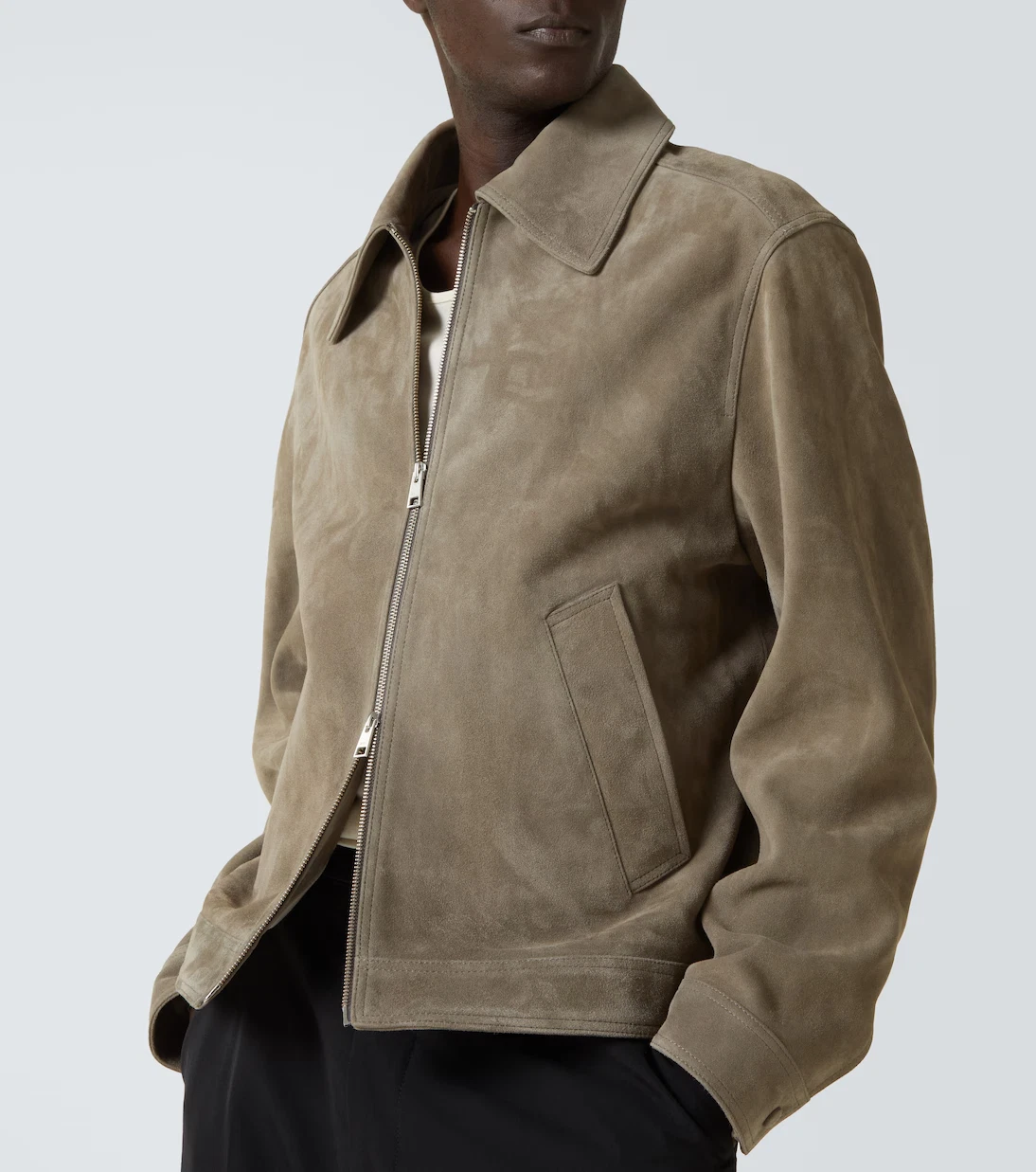 Mens Brown Vintage Suede Leather Jacket Slim Fit Bomber Biker Trucker Jacket XL