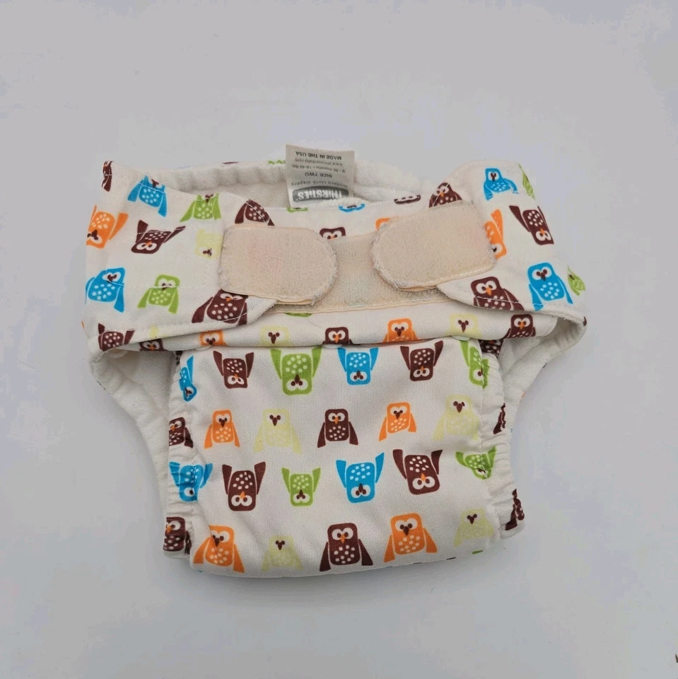 2 pañales de tela todo en uno talla única Thirsties unisex niños niñas búhos árboles a cuadros Foto 4 de 4