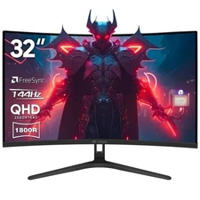 CRUA 32 Curved Gaming Monitor 144Hz QHD VA Screen 1800R FreeSync