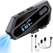 Motorcycle Helmet Bluetooth Headset, C6 Helmet Speakers with 2 Type Mics, Int...