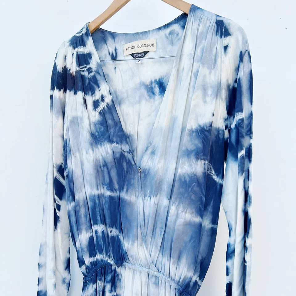 Stone Cold Fox Ruffle Love Jumper Shorts Long Sleeve Blue White Tie Dye US 4 - Image 4 of 4