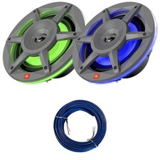 2x JBL JBLMARSPKSD62GAM 6.5" 300W Max 2-Way RGB LED Gray Speakers, Speaker Wire
