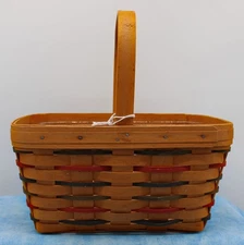 1997 Longaberger Small Red & Green Accent Basket w/ Protector – Classic American