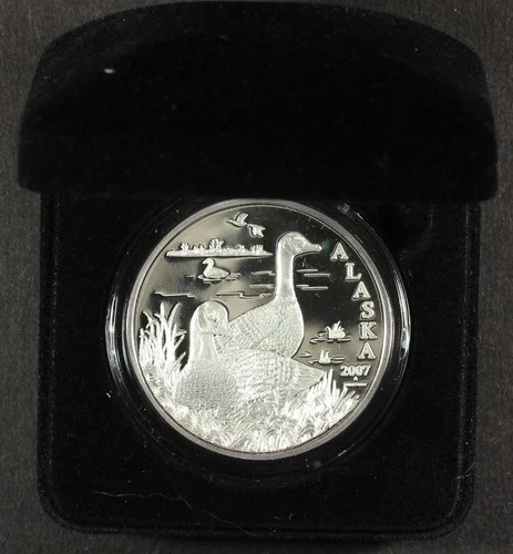 2007 Alaska Mint Geese 1 OZ Silver Proof BOX / COA