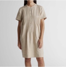 Quince Womens 100% European Linen Short Sleeve Swing Dress XL Beige Driftwood