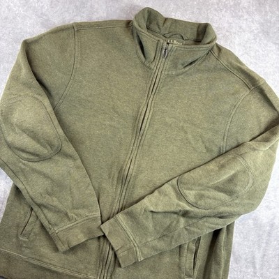 LL Bean Jacket Mens L Green Mock Neck Fleece Sweater Full Zip Outdoor Hiking