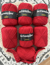 Scheepjes Granada Lot of 7 RED Holland Cotton Yarn / Thread 100m 50g Vintage