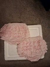 2 PAIRS  Petit Ami Ruffle Bloomers, Sz 12M, Diaper, Girlie, Light Pink 3447