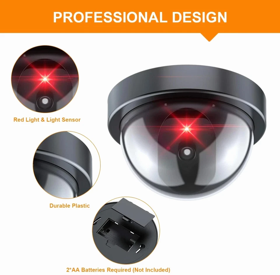 1-Pack Dummy Camera Fake Security CCTV Dome Camera with Flashing Red LED Light - Image 3 of 4