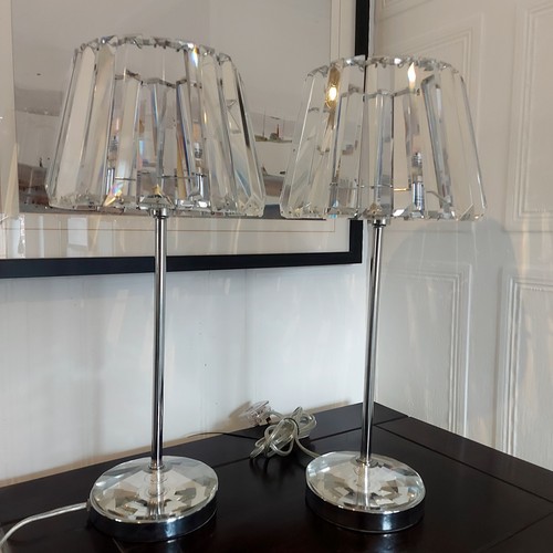 Beautiful Pair Of LAURA ASHLEY Crystal Glass/Chrome CAPRI Table Lamps (35.5cm) - Picture 9 of 17