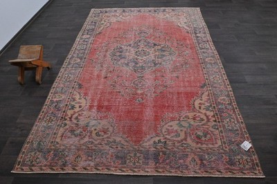 Oushak Turkish Vintage Rug 6x9 Kilim Rug Anatolian Handmade Boho Decor RED