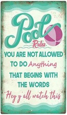Tin Metal Signs 8x12 Swimming Pool Sign Safety,Indoor Outdoor Swimming Pool Deco