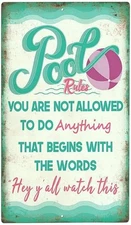 Tin Metal Signs 8x12 Swimming Pool Sign Safety,Indoor Outdoor Swimming Pool Deco