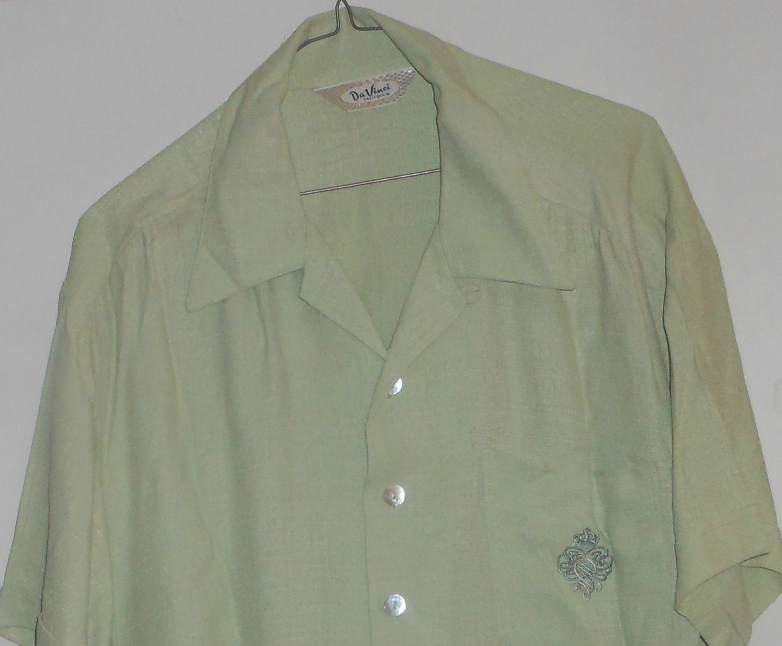 50s-60s DaVinci Light Green with Crest-Camp Loop … - image 1