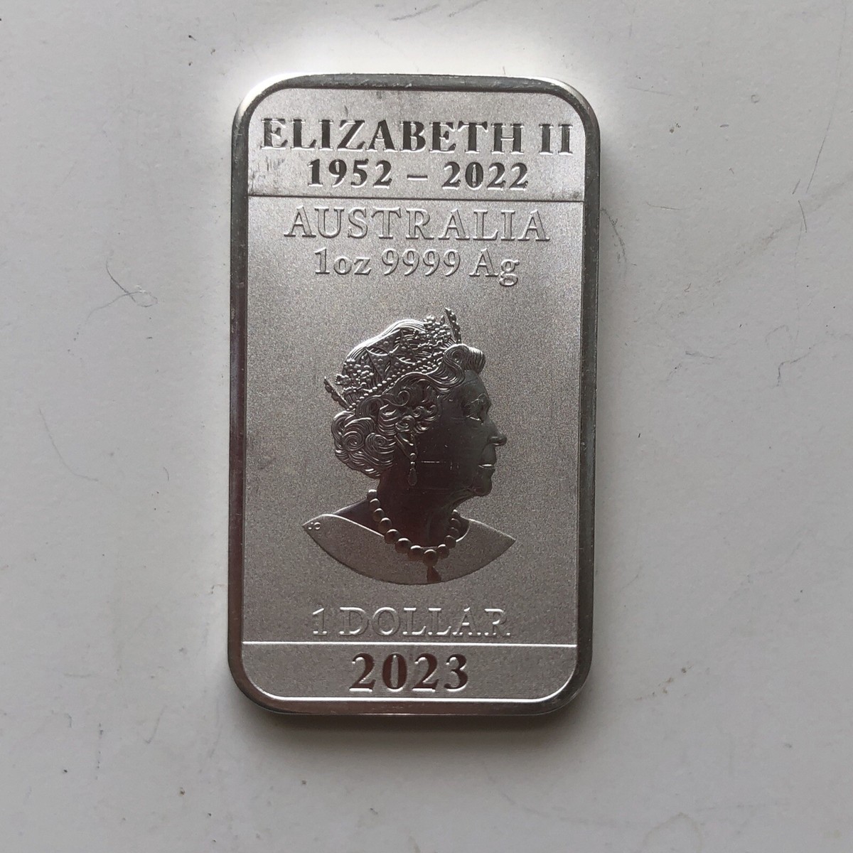 2023 Australia 1oz 9999 Ag Silver Dollar Bar Elizabeth II 1952