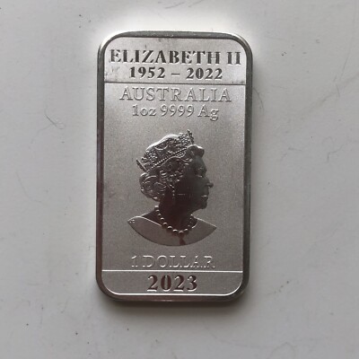 2023 Australia 1oz 9999 Ag Silver Dollar Bar Elizabeth II 1952